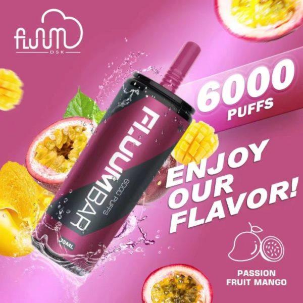 Fluum bar PASSION FRUIT MANGO 6000+ puffs disposable rechargeable