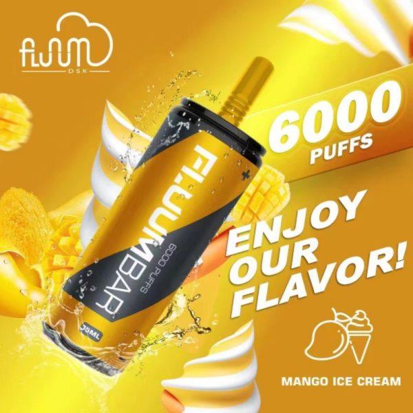 Fluum bar MANGO ICECREAM  6000+ puffs disposable rechargeable 